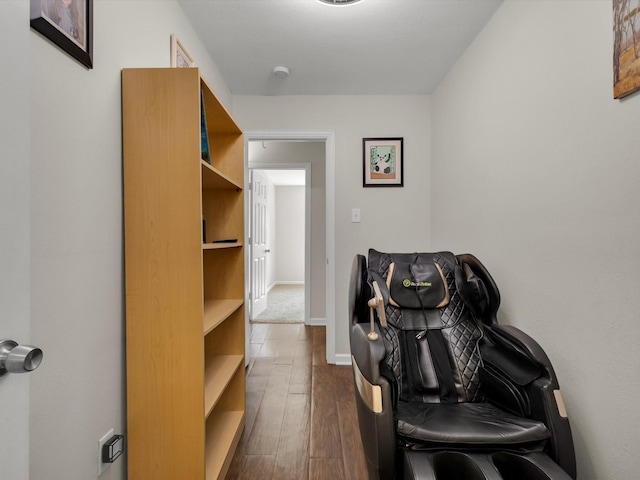 spacious closet with dark wood-style floors