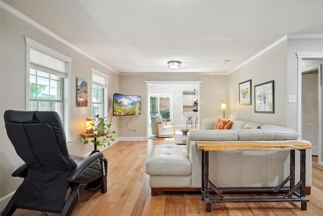 1010 Kings Canyon Ct, Grapevine, TX 76051 - living area featuring wood finished floors, crown molding, and baseboards