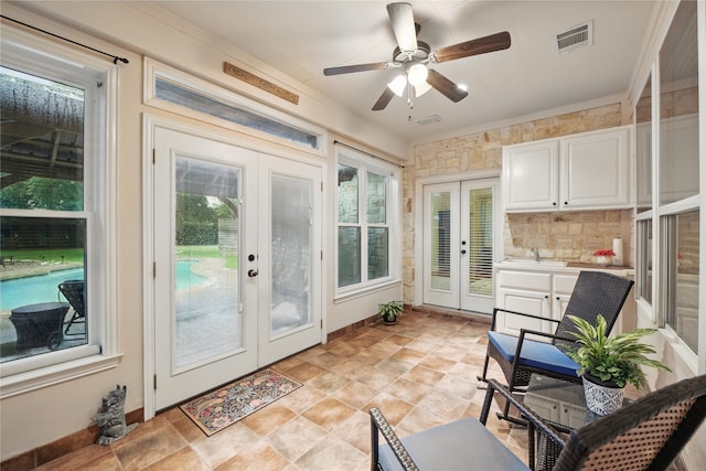 4019 Brooks Ct, Highland Village, TX 76226 - sunroom with french doors and a sink
