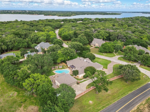 4019 Brooks Ct, Highland Village, TX 76226 - aerial overview of property's location with a nearby body of water and a pool area