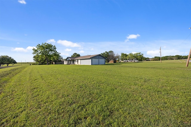 150 N Powell Dr, Hubbard, TX 76648 - view of green lawn featuring a garage and an outbuilding