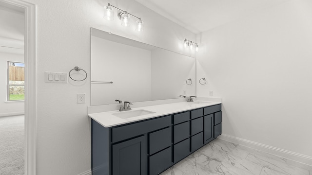 1906 Bobbin Ml, Forney, TX 75126 - full bath with marble look tiles, double vanity, and baseboards