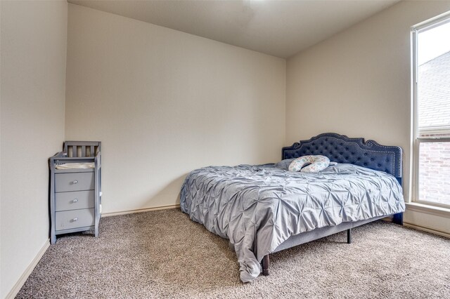 bedroom with carpet, multiple windows, and baseboards