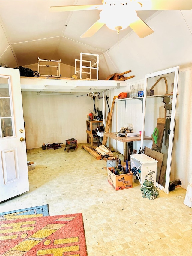 408 Briarwood Dr, Eastland, TX 76448 - garage with a ceiling fan