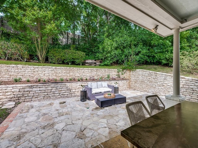 view of patio featuring an outdoor living space