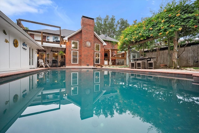 2608 Rivercrest Dr, Arlington, TX 76006 - view of swimming pool featuring a patio and a ceiling fan