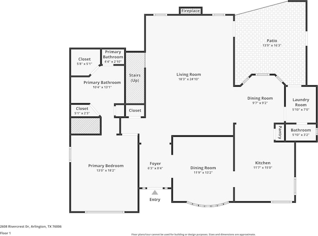 2608 Rivercrest Dr, Arlington, TX 76006 - floor plan / room layout