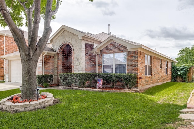 4012 Summerhill Ln, Fort Worth, TX 76244 - view of front facade featuring brick siding, an attached garage, a front yard, and concrete driveway