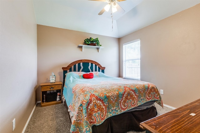 4012 Summerhill Ln, Fort Worth, TX 76244 - bedroom with carpet floors, baseboards, a ceiling fan, and lofted ceiling