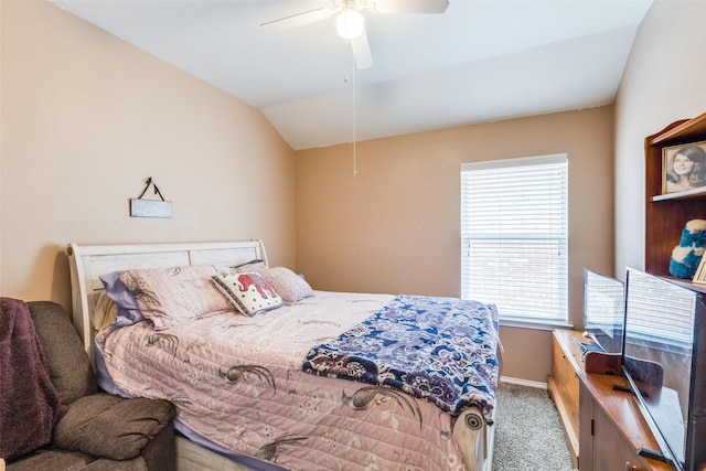 4012 Summerhill Ln, Fort Worth, TX 76244 - bedroom with carpet floors, vaulted ceiling, baseboards, and ceiling fan