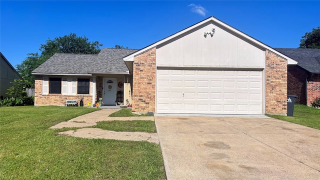 3104 Wintersmith Dr, Arlington, TX 76014 - ranch-style house with brick siding, a garage, driveway, and a front lawn