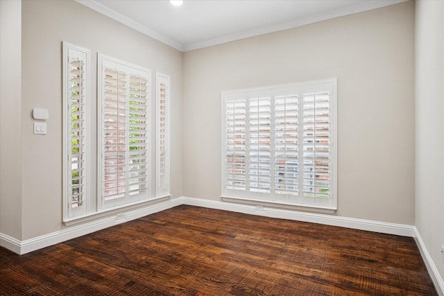 11968 Cobblestone Dr, Frisco, TX 75035 - spare room with healthy amount of natural light, crown molding, baseboards, wood finished floors, and recessed lighting