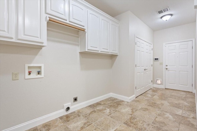 3439 Willow Branch Rd, Mcgregor, TX 76657 - laundry area featuring hookup for a washing machine, cabinet space, electric dryer hookup, and baseboards