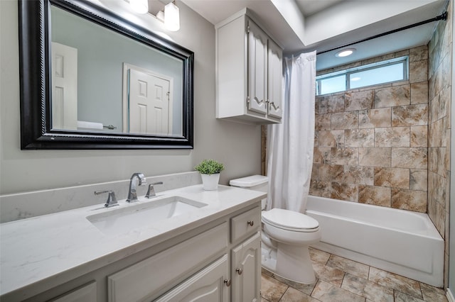 3336 Sage Brush Trl, Plano, TX 75023 - bathroom featuring toilet, vanity, and shower / bath combo with shower curtain