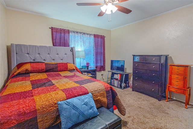 404 Jones St, Cedar Hill, TX 75104 - bedroom with ornamental molding, carpet floors, and ceiling fan