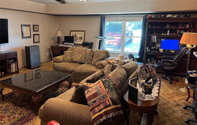 1224 Bellaire Dr, Grapevine, TX 76051 - carpeted living room featuring a desk
