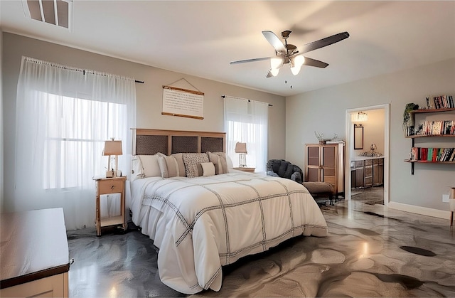 1061 N Whitt Rd, Perrin, TX 76486 - bedroom featuring a ceiling fan and ensuite bath
