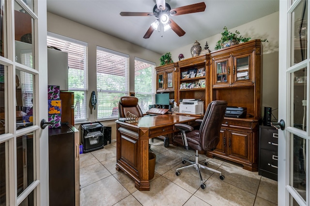 1628 Overwood Dr, Frisco, TX 75036 - office space featuring a ceiling fan and light tile patterned floors