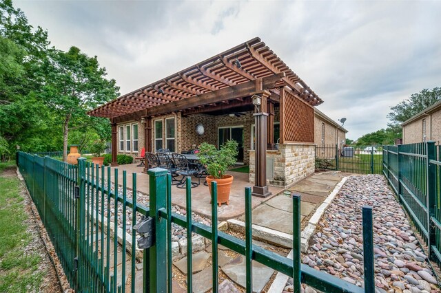 1628 Overwood Dr, Frisco, TX 75036 - rear view of property with brick siding, a patio, a pergola, and a fenced backyard