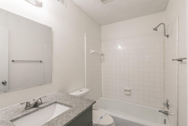 6188 Vega Dr, Fort Worth, TX 76133 - full bath featuring toilet, a textured ceiling, vanity, and bathing tub / shower combination