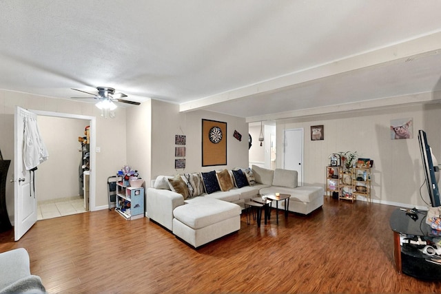 2422 Sue Cir, Mesquite, TX 75149 - living area with wood finished floors and ceiling fan