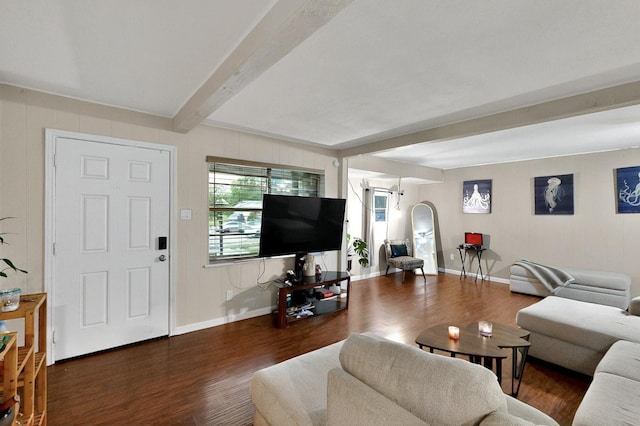 2422 Sue Cir, Mesquite, TX 75149 - living area with beam ceiling and wood finished floors