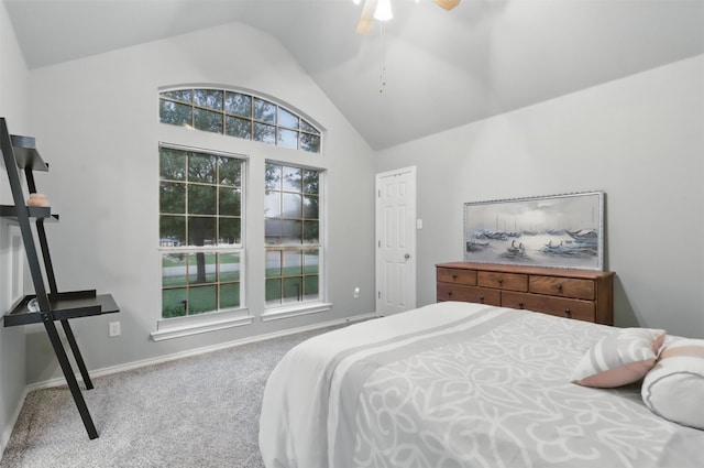 1233 Fox Hunt Trl, Willow Park, TX 76087 - bedroom with vaulted ceiling, carpet flooring, ceiling fan, and baseboards