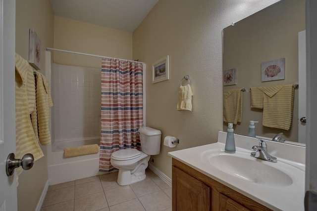1300 Shelby Ct, Wylie, TX 75098 - full bathroom with toilet, baseboards, tile patterned floors, vanity, and shower / tub combo