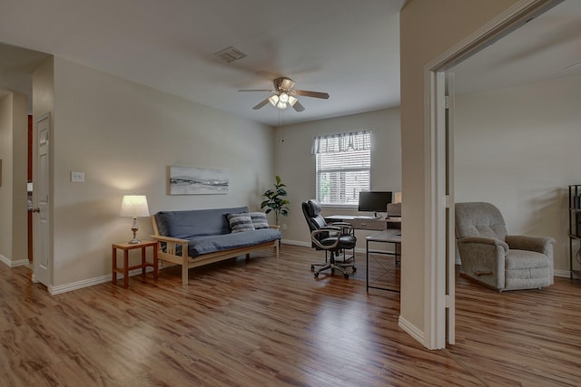 1300 Shelby Ct, Wylie, TX 75098 - office space featuring ceiling fan, wood finished floors, and baseboards