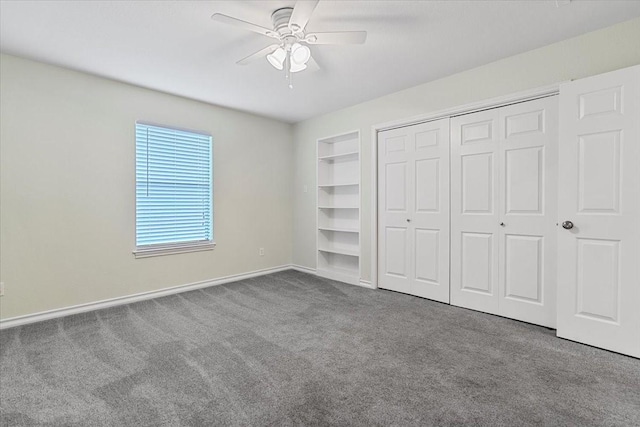 1717 Adams Ln, Azle, TX 76020 - unfurnished bedroom with carpet flooring, a closet, a ceiling fan, and baseboards