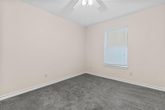 1717 Adams Ln, Azle, TX 76020 - spare room with dark carpet, a ceiling fan, and baseboards