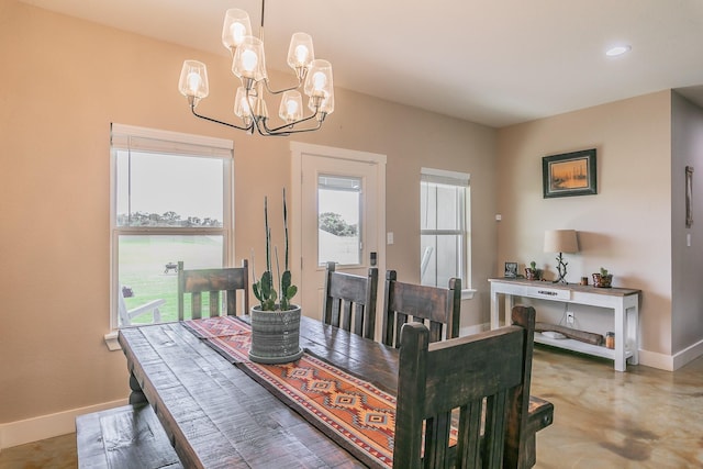 505 Advance Rd, Weatherford, TX 76088 - dining room featuring baseboards, a chandelier, and recessed lighting