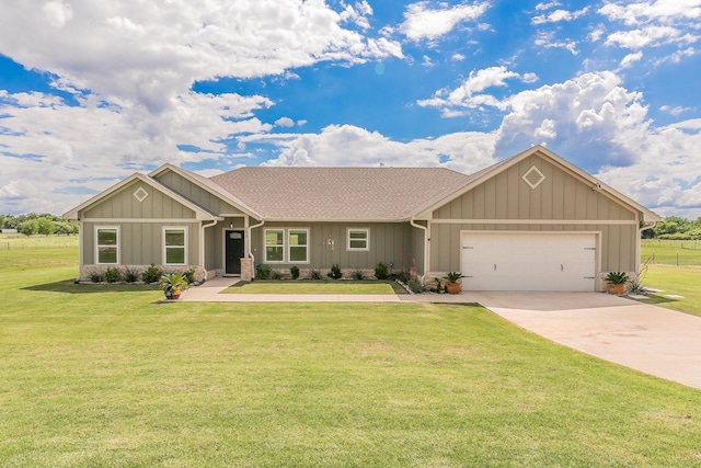 505 Advance Rd, Weatherford, TX 76088 - view of front facade featuring an attached garage, board and batten siding, a front lawn, driveway, and a shingled roof