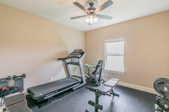 505 Advance Rd, Weatherford, TX 76088 - workout area with a ceiling fan and baseboards