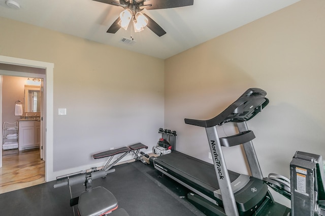 505 Advance Rd, Weatherford, TX 76088 - exercise room featuring ceiling fan