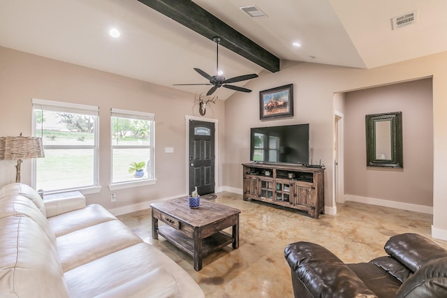 505 Advance Rd, Weatherford, TX 76088 - living area featuring ceiling fan, baseboards, and recessed lighting