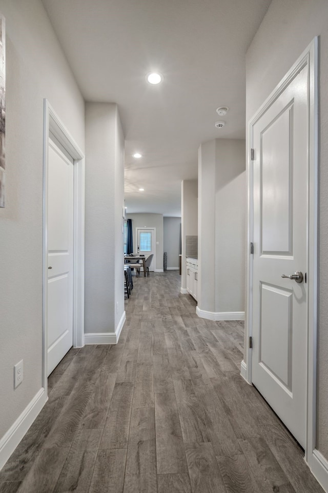 15720 Redgrave Dr, Fort Worth, TX 76247 - corridor featuring wood finished floors, recessed lighting, baseboards, and an office area