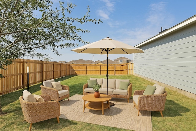 view of patio / terrace featuring an outdoor hangout area