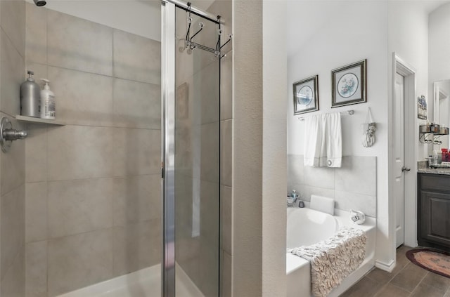 1440 Glade Meadows Dr, Burleson, TX 76058 - full bath with a shower stall, a bath, and vanity