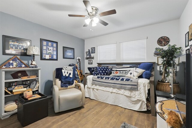 1440 Glade Meadows Dr, Burleson, TX 76058 - bedroom with wood finished floors and ceiling fan