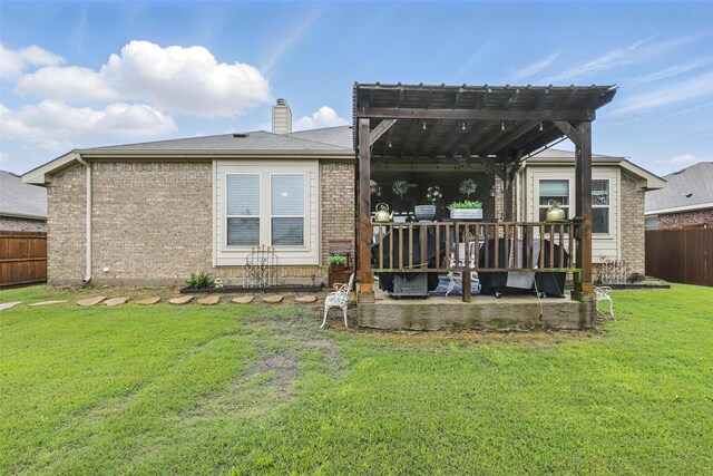 1440 Glade Meadows Dr, Burleson, TX 76058 - back of property with a pergola, brick siding, a chimney, and a patio area
