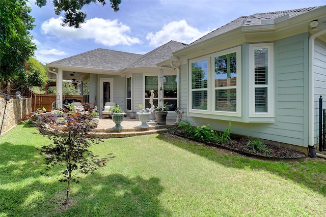 517 Hearth Ter, Argyle, TX 76226 - back of property featuring a patio and a ceiling fan