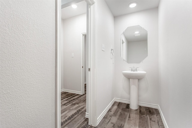 2148 Miramar Dr, Little Elm, TX 75068 - bathroom with wood finished floors, baseboards, and recessed lighting