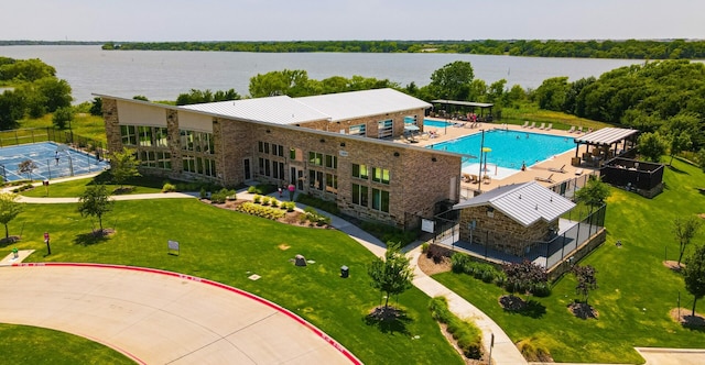 2148 Miramar Dr, Little Elm, TX 75068 - drone / aerial view of a nearby body of water and a pool