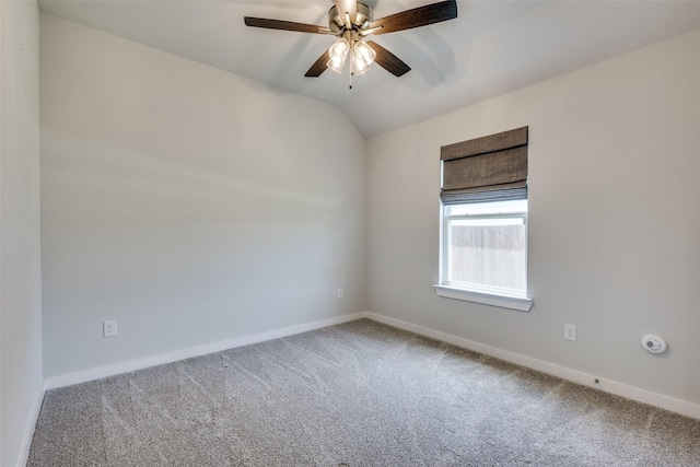 611 Kyle Dr, Tioga, TX 76271 - carpeted empty room featuring baseboards, ceiling fan, and vaulted ceiling