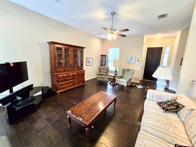 10908 Brandenberg Dr, Frisco, TX 75035 - living room with hardwood / wood-style floors, a ceiling fan, and baseboards