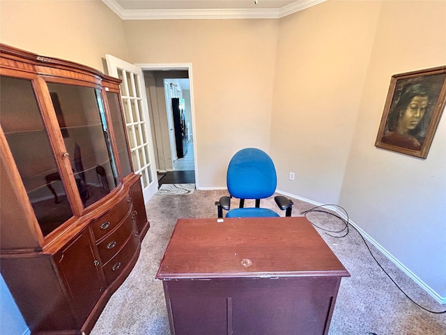 10908 Brandenberg Dr, Frisco, TX 75035 - office with carpet, crown molding, and baseboards