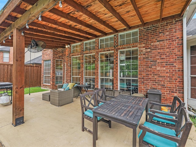 611 Falling Leaf Dr, Allen, TX 75002 - view of patio / terrace featuring outdoor dining space, fence, and outdoor lounge area