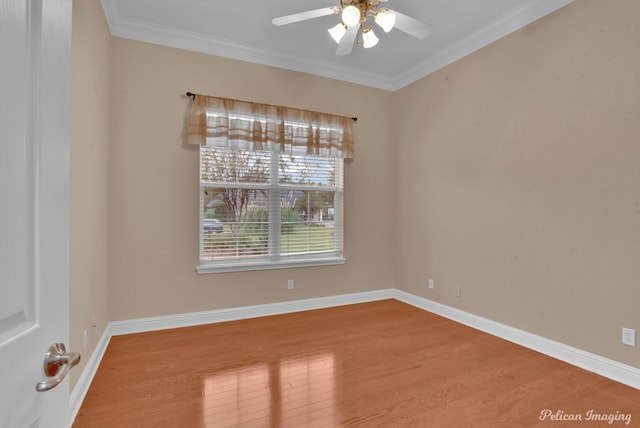 11911 Longfellow Cir, Shreveport, LA 71106 - unfurnished room with wood finished floors, a ceiling fan, crown molding, and baseboards