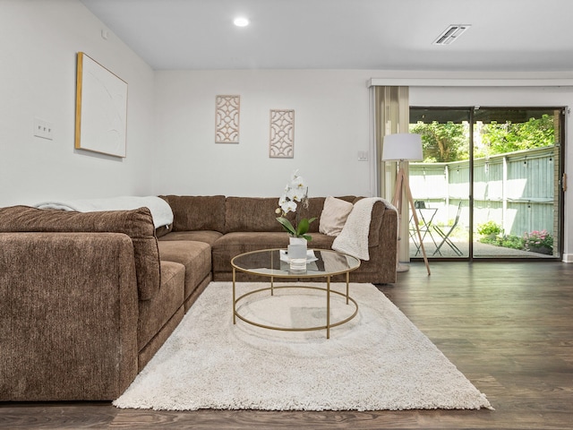 2633 Mccart Ave, Fort Worth, TX 76110 - living area with dark wood-style floors and recessed lighting